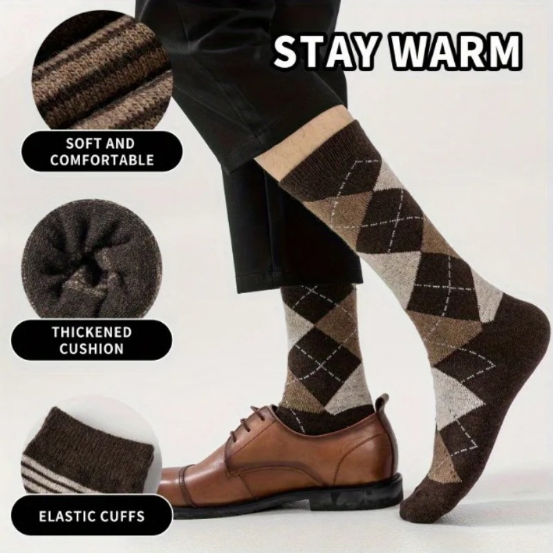 6 Pairs Vintage Brown Argyle S - Dress Sock Men recension och pris