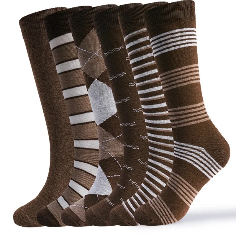 6 Pairs Vintage Brown Argyle S - Dress Sock Men recension och pris