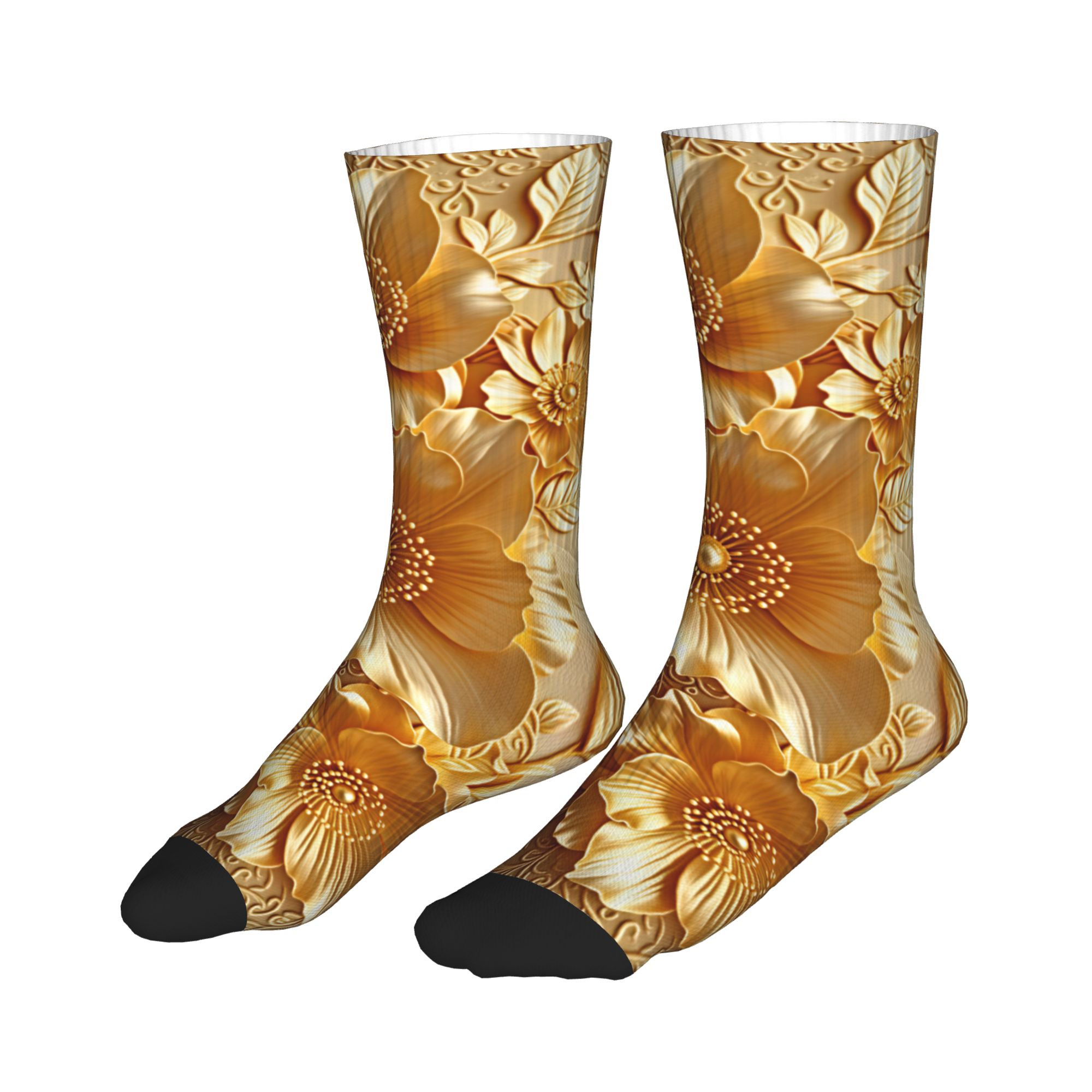 3D Embossed Golden Floral Seam - Dress Sock Men recension och pris